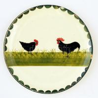 Körmöcbányai kerámia tányér, lepattanásokkal, jelzett, d: 20 cm