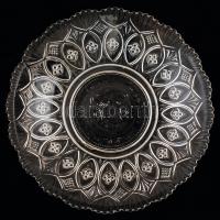 Isten áldd meg a magyart feliratú üvegtányérka (d: 15 cm), 1 db üvegpohár koronás magyar címerrel (m...