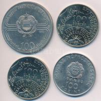 1980. 100Ft "Szovjet-magyar közös űrrepülés" + 1982. 100Ft "Labdarúgó VB" + 1986. 100Ft "Fáy András" (2x) T:BU