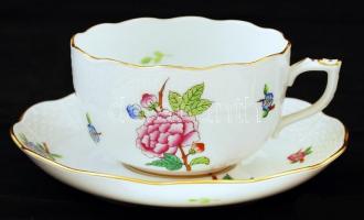 6 db Eton mintás Herendi porcelán csésze + csészealjak, kézzel festett, jelzett, apró kopásnyomokkal...