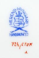 6 db Eton mintás Herendi porcelán csésze + csészealjak, kézzel festett, jelzett, apró kopásnyomokkal...