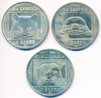 1985. 100Ft alpakka (3xklf) "Természetvédelem - Mocsári teknős, Vadmacska, Vidra" T:2