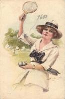 Tennis lady, artist signed