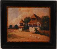 Bakányi jelzéssel: Libasor. Olaj, karton, keretben, 20×25 cm