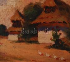 Bakányi jelzéssel: Libasor. Olaj, karton, keretben, 20×25 cm