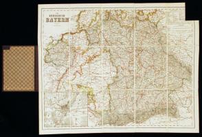 1893 Bajorország térképe, Geographisches Institut, Wiemar, 1:850000, füzet alakban bekötve, 61×48 cm
