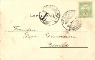 Barcarozsnyó, Rosenau; Vár, címer / castle, coat of arms litho