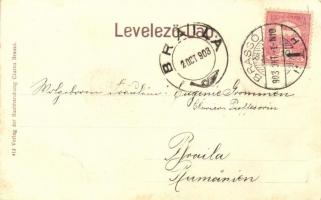 Brassó, Kronstadt; Katolikus templom, Király Lajos kereskedése / catholic church, shop