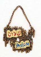 Izraeli réz fali dísz "Shalom" felirattal, 9×7,5 cm