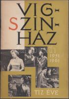 1961 A Vígszínház tíz éve 1951-1961, sok fotóval illusztrált kiadvány, 47p