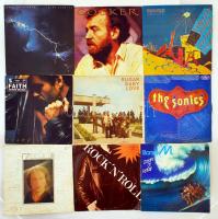 Nagy zenei tétel: 20 db különféle bakelit nagy- és kislemez (Rolling Stones, Joe Cocker, Dire Straits, George Michael, Madonna, stb.) + 2 db bontatlan műsoros CD lemez + 20 db különféle műsoros könnyűzenei magnókazetta