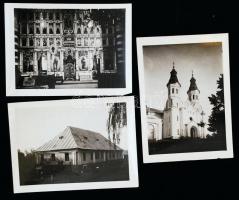 cca 1930-1940 Magyarkomját, görög katolikus templom, iskola, 3 db fotó, 1 db negatív, 6x9 cm