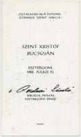 1988 Paskai László nyugalmazott esztergomi érsek nyomtatott aláírása szentképen