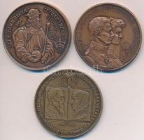 3db klf MÉE emlékérem : Kelemen Kristóf (1922-2001) 1981. "MÉE XI. Vándorgyűlése - Sárospatak / Perényi Péter - Lórántffy Zsuzsanna" Br emlékérem (42,5mm) +  	 Fűz Veronika (1951-) 1991. "Bajai Éremgyűjtők - IV. Károly Magyarország utolsó királya és Zita királyné" Br emlékérem (42,5mm) + Fritz Mihály (1947-) / Szabó Géza (1939-) 1991. "MÉE Székesfehérvár - II. Vak Béla - II. Géza" Br emlékérem (42,5mm) T:1