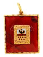 cca 1936 Erdélyi Szépmíves Céh zománc címere, zománcon repedésekkel, 3x3 cm