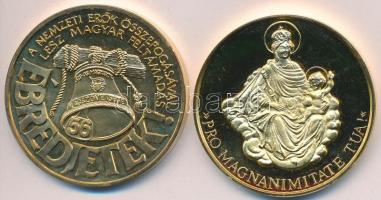 2db klf emlékérem: 1993. "56-os Magyarok Világtalálkozója / Ébredjetek!" aranyozott fém em...