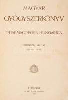 Magyar gyógyszerkönyv. Pharmacopoea Hungarica. 3. kiad., 1. köt. Bp., 1909, Magyar Királyi Állami Nyomda. Kicsit laza félbőr kötésben, a lapos helyenként foltosak. Tartozik hozzá egy 1899. évi gyógyszer-árjegyzék is.