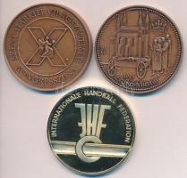 3db klf emlékérem: 1995. "Nemzetközi Kézilabda Szövetség / Ausztria-Magyarország" aranyozo...