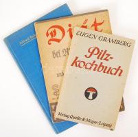 3 db kisalakú német szakácskönyv: Gramberg, Eugen: Pilzkochbuch. Leipzig, 1946, Verlag von Quelle & Meyer. Papírkötésben, jó állapotban.; Diät bei Rheumatismus, Migräne und einigen anderen Krankheiten. Stuttgart, é. n., K. Thienemanns Verlag.; ROberg, Alfred: Der erfahrene Wurstmacher und Schinkenkocher. Berlin, 1932, Verlag Fleischer-Verbands-Zeitung GmbH. Aranyozott vászonkötésben, jó állapotban.;