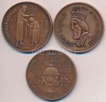 3db klf emlékérem: Fritz Mihály (1947-) 1992. "Szent László - 800 éve avatták szentté / Bátmonostor 1192-1992" Br emlékérem (42,5mm) + Fritz Mihály (1947-) / Szabó Géza (1939-) 1995. "MÉE Székesfehérvár - Könyves Kálmán - II. István" Br emlékérem (42,5mm) +  Fritz Mihály (1947-) / Szabó Géza (1939-) 1995. "MÉE Székesfehérvár - XXV. Vándorgyűlés" Br emlékérem (42,5mm) T:1