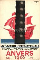 1930 Antwerpen, Anvers; Exposition Internationale Coloniale Maritime Art Flamand / International Colonial Exhibition, Maritime Art Fleming, advertisement, litho s: Marfurt