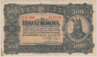 1923. 500K "Magyar Pénzjegynyomda Rt. Budapest" T:II kis szakadás, egy sarkán kis folt, hajtatlan Adamo K34