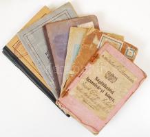 1901-1946 7 db különféle okmány: iskolai bizonyítványok, munkakönyvek, népfölkelési igazolvány