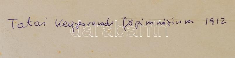1912 a Tatai Piarista Főgimnázium végzős osztálya, hátulján feliratozva, 27×20,5 cm