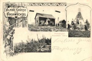 Hochwechsel, Wetterkogler-Schutzhütte, Pyramide, Todte Wald / rest house, forest, hiking tools, floral (EK)