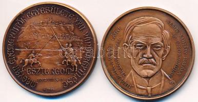 2db klf MÉE emlékérem: Fritz Mihály (1947-) 1991. "MÉE Szekszárd - Szeged / Babits Mihály halálának 50. évfordulóján" fényezett Br emlékérem (42,5mm) + Kutas László (1936-) / Lebó Ferenc (1960-) 1992. "MÉE XXII. Vándorgyűlése Esztergom" Br emlékérem (42,5mm) T:1,1-