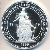 Kósa István (1953-) 1999. "50 éves az OTP Bank Rt." Ag emlékérem tanúsítvánnyal, eredeti dísztokban (31,1g/0.999/42,5mm) T:PP