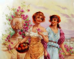 Hölgyeket ábrázoló porcelán váza, matricás, m: 26 cm