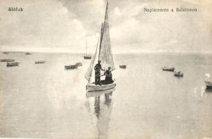Siófok, naplemente a Balatonon, vitorlás (EK)