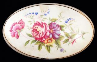 Hollóházi virágmintás porcelán bonbonier Hatvani Cukorgyár felirattal, matricás, hibátlan, jelzett, ...