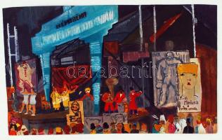 Jelzés nélkül: Néparéna. Vegyes technika, papír, 25×42 cm