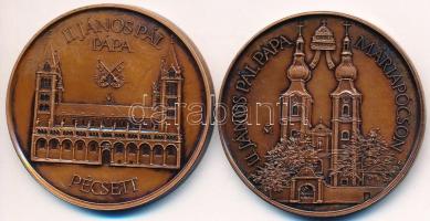 Fritz Mihály (1947-) 1991. "II. János Pál Pápa láttogatása 1991. Augusztus 16-20" (2xklf) Br emlékérmek (42,5mm) T:1-