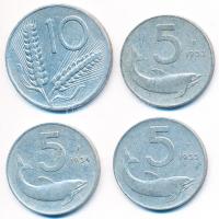Olaszország 1953-1955. 5L Al (3xklf) + 10L Al T:2- Italy 1953-1955. 5 Lire Al (3xdiff) + 10 Lire Al C:VF