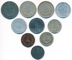 Románia 1924-1949. 1L-20L 10db-os fémpénz tétel T:vegyes Romania 1924-1949. 1 Leu - 20 Lei 10pcs of metal coins C:mixed