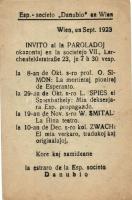 Esperanto postcard, Esperanto society Danubio en Wien, invitation (EK)