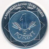 DN "A magyar nemzet pénzérméi - A rendszerváltás téves verete 1989-1990" Ag emlékérem tanúsítvánnyal (10,37g/0.999/35mm) T:PP