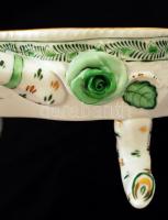 Herendi India kosár mintás kínálótál, rózsákon apró lepattanás, kézzel festett, jelzett, 31×20 cm, m...