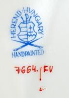 Herendi India kosár mintás kínálótál, rózsákon apró lepattanás, kézzel festett, jelzett, 31×20 cm, m...