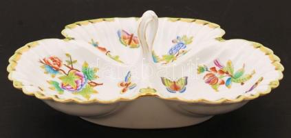 Herendi Viktória mintás kagylós kínáló, kézzel festett, jelzett, hibátlan, 33×33 cm, m:12 cm