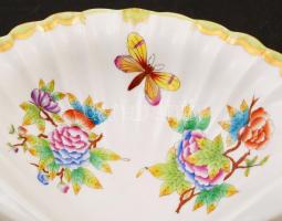 Herendi Viktória mintás kagylós kínáló, kézzel festett, jelzett, hibátlan, 33×33 cm, m:12 cm