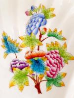 Herendi Viktória mintás kagylós kínáló, kézzel festett, jelzett, hibátlan, 33×33 cm, m:12 cm