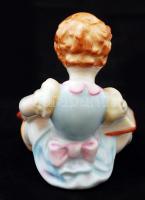 Herendi mesekönyves kislány, kézzel festett, jelzett, hibátlan, m:7 cm