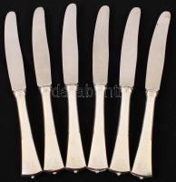 6 db ezüst (Ag.) nagy kés "K. L." monogrammal, jelzett, br. 528 gr