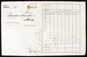 1856 Pest, Német nyelvű vasúti fuvarlevél / 1856 Pest, railway bill of freight