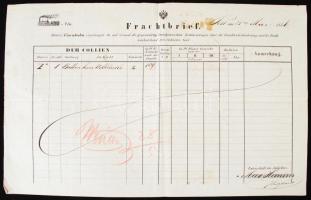 1856 Pest, Német nyelvű vasúti fuvarlevél /
1856 Pest, railway bill of freight