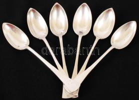 6 db ezüst (Ag.) kávéskanál "K. L." monogrammal, jelzett, nettó 190 gr